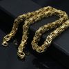 20''-40'' Fashion 18k gold plated necklace 8mm byzantine chain stainless steel Jewelry Men's necklace Pick lenght 283P