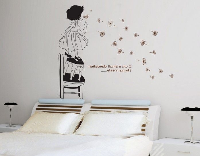 girl blowing dandelion cute wall stickers vinyl decal nursery decor