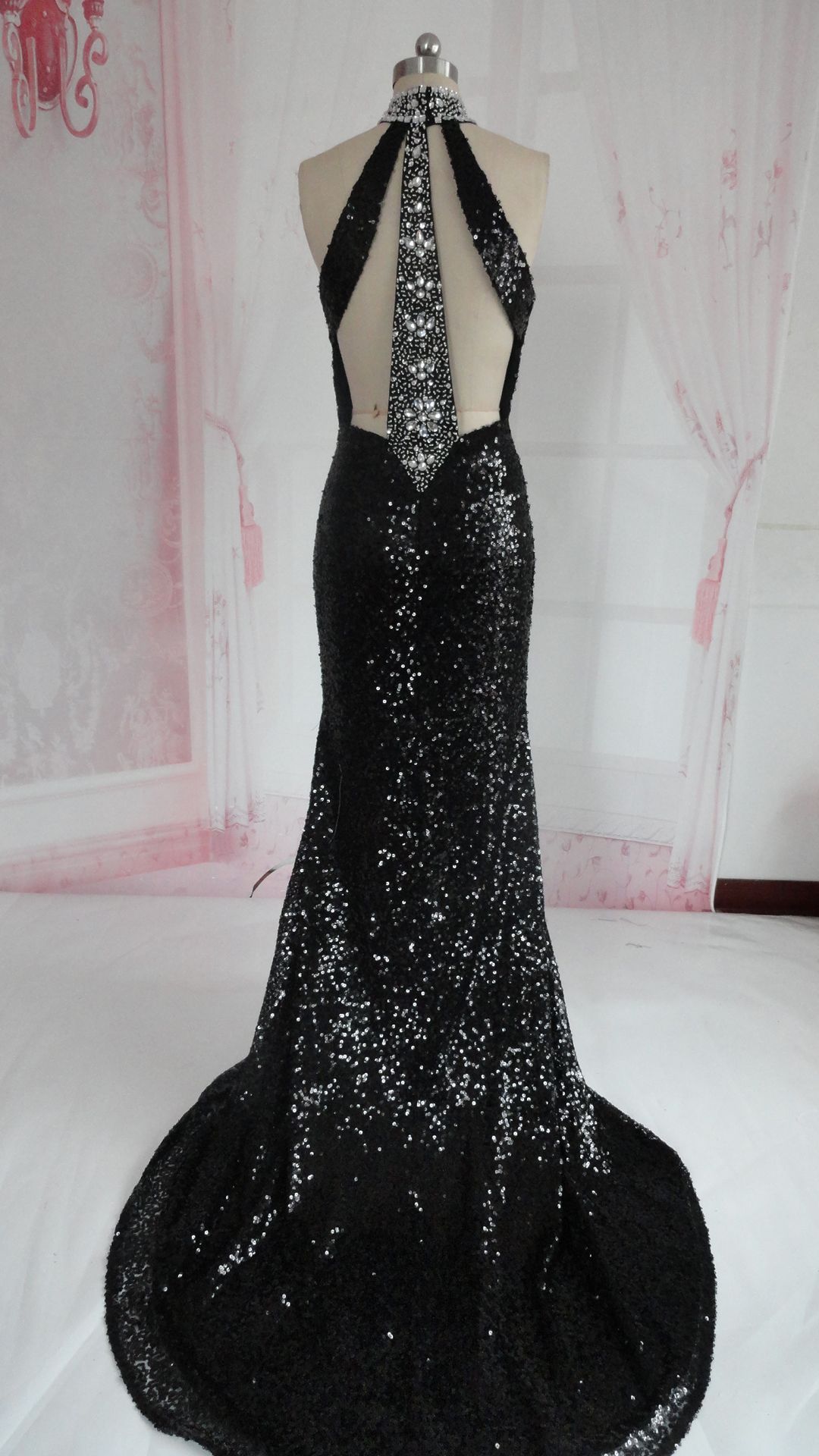 halter sequin gown