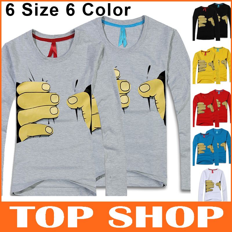 Funny Mens Womens T Shirts Long Sleeve S 3XL Hand Grasp Round Neck