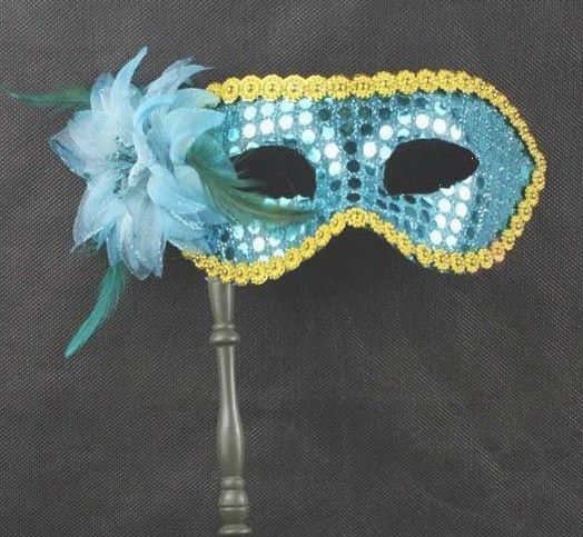 Similar Feather Masquerade Mask On A Stick Wedding Party Mask Black Blue more Color-option