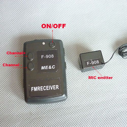 NEW F908 Wireless Transmitter Receiver Covert FM Audio Listening Device