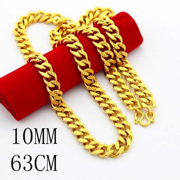 Plated 24K Gold Chain Necklace Fashion Men Jewelry Classic Personalized ...