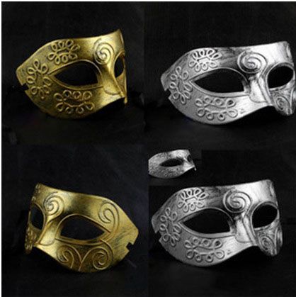 Retro Roman gladiator Halloween party masks man woman children Mardi Gras Masquerade mask two colors Silver, Gold
