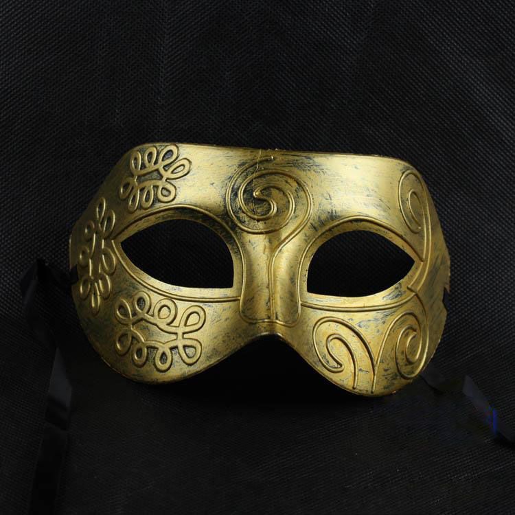 Retro romano gladiatore di Halloween donna mascherine del partito uomo bambini travestimento di Mardi Gras maschera a due colori argento, oro