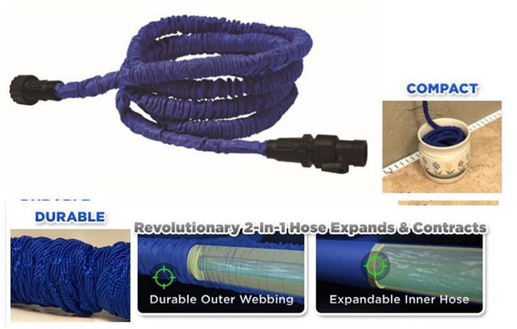 25FT HOSE Expandable & Flexible WATER GARDEN hose pipe flexible water Blue and Green Colors 