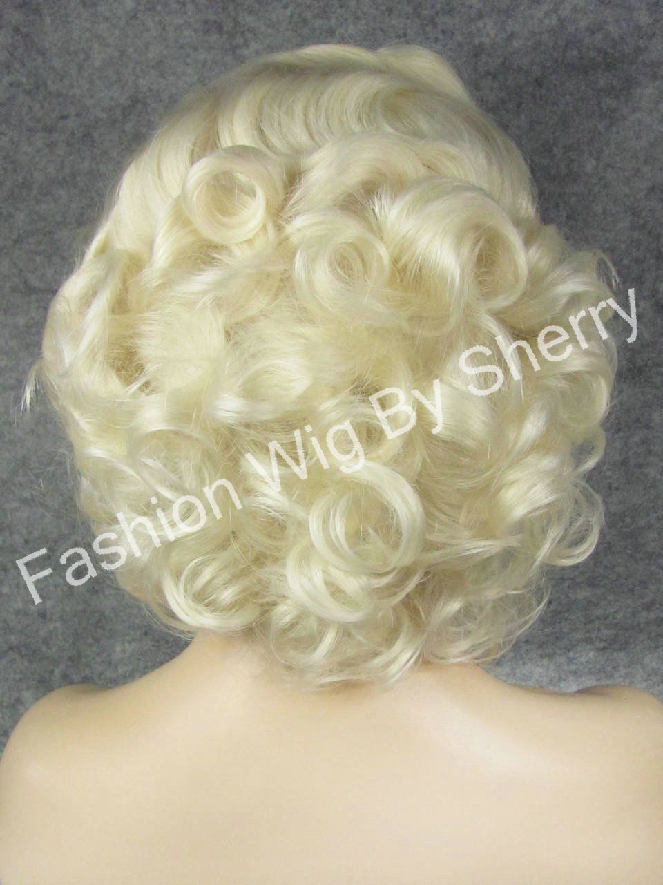 10" Platinum Blonde Wig Curly Blonde Heat Friendly Synthetic Hair Front Lace Wavy Short Wig