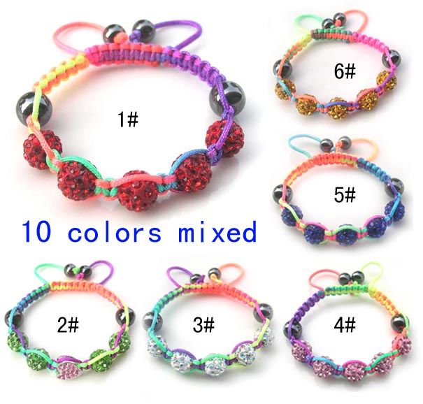 

New hot kids' mix color clay beads and colorful nylon cord handmade bracelets DIY jewelry 12pcs/lot drop shipping, Black