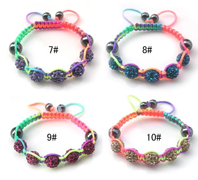 New kids' mix color clay beads and colorful nylon cord handmade bracelets DIY jewelry drop 2796