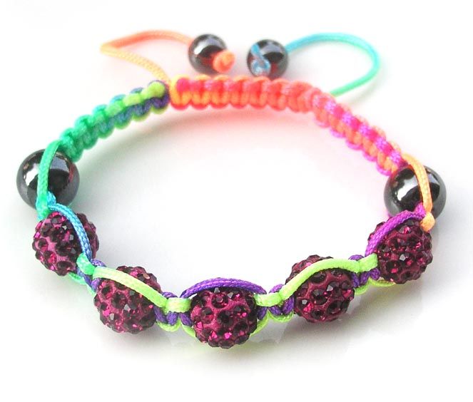 New kids' mix color clay beads and colorful nylon cord handmade bracelets DIY jewelry drop 2796