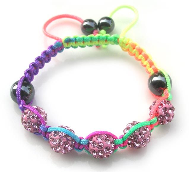 New hot kids' mix color clay beads and colorful nylon cord handmade bracelets DIY jewelry drop shipping