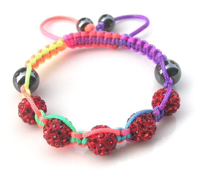 New kids' mix color clay beads and colorful nylon cord handmade bracelets DIY jewelry drop 2796