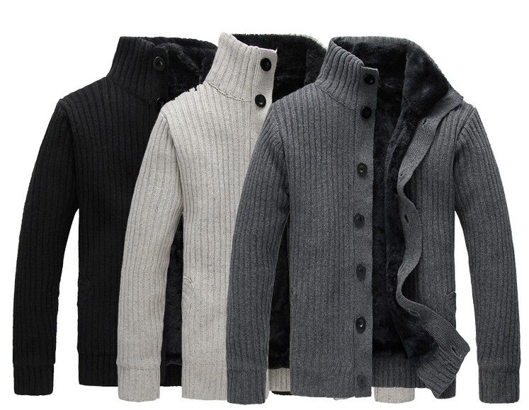 

New winter men's fashion casual thick long-sleeved cardigan sweaters, Dark grey