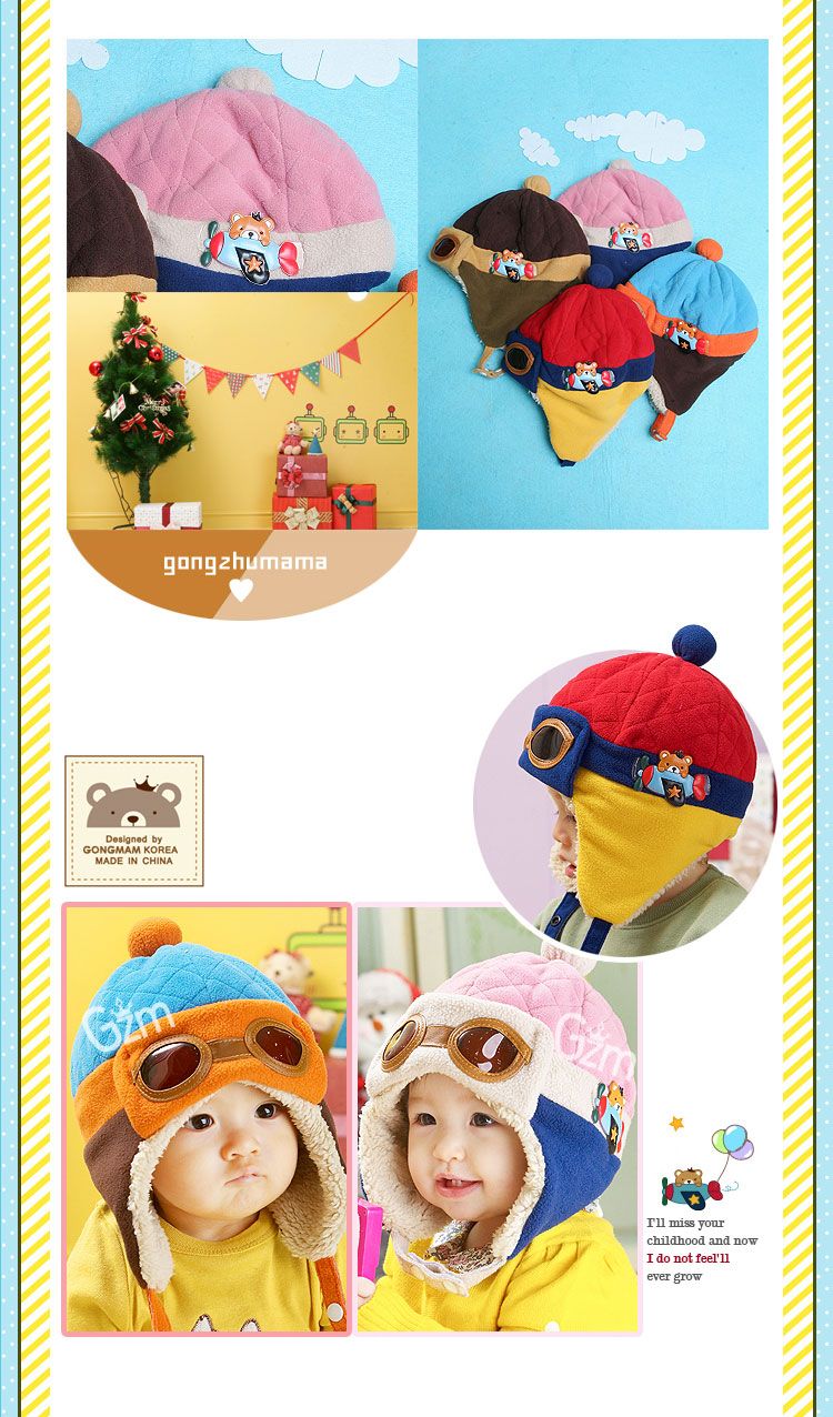 Hiver nouveau style bébé en peluche casquette journal de Lei Feng garçons filles chapeau enfants casquette de protection des oreilles superbe aviateur épaissir troupeau de laine 2929033