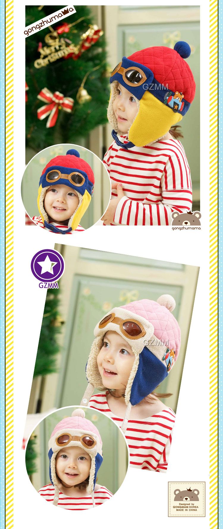 Hiver nouveau style bébé en peluche casquette journal de Lei Feng garçons filles chapeau enfants casquette de protection des oreilles superbe aviateur épaissir troupeau de laine 2929033