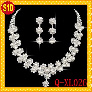 STOCK 2021 Romantische Perle Designer mit Kristall Günstige Zwei Stücke Ohrringe Halskette Strass Hochzeit Braut Sets Schmuck Set Jewe281R