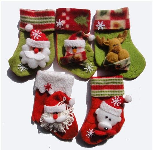 Gratis verzending Santa Claus Gift Snowman Christmas Stocking met 30 Small Pocket Christmas Decoration Socks