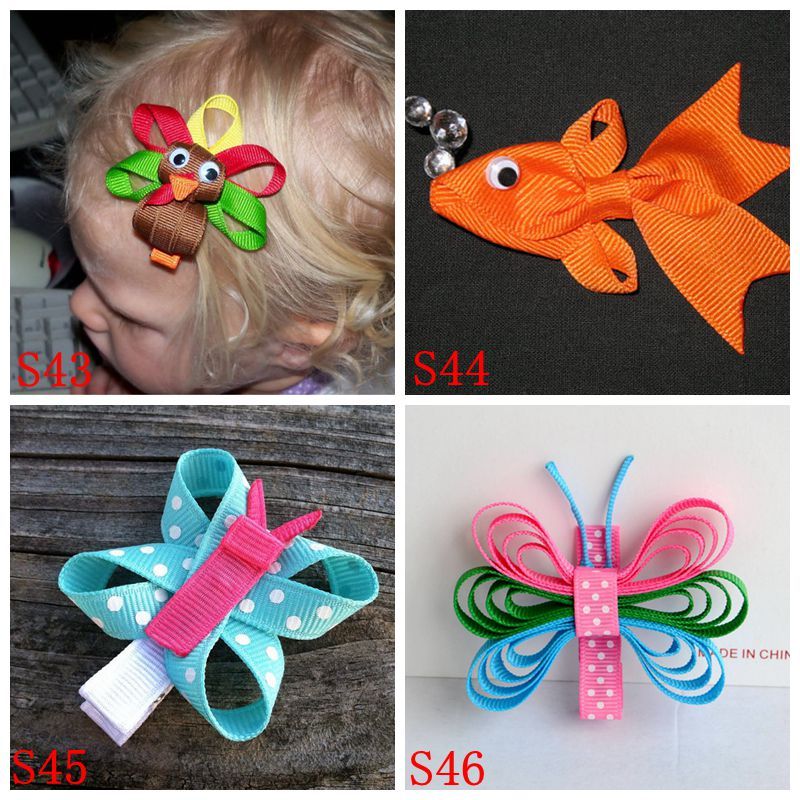 Kids Ribbon Sculpture Clips Baby Grosgrain Ribbon Bow Hair Clip