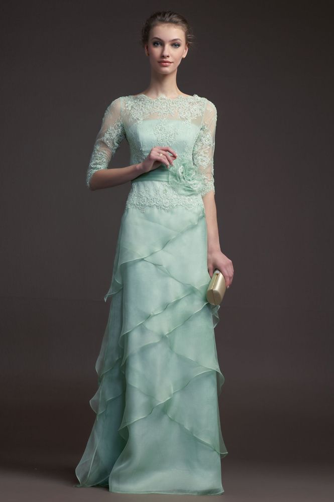 tiered gown with sleeves