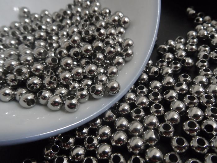 Composants brillants de 4mm/6mm/8mm, perles d'extrémité, boule en acier inoxydable, perles de marquage, recherche de bijoux, bricolage, 100 pièces