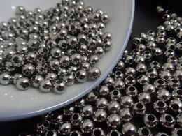 300pcs Lot Best Price In Bulk Loose beads stainless steel Jewellery Finding/Making DIY 4mm/5mm/6mm/8mm silver Smooth Hole