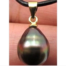 Nya fina Pearl Smycken Stora 18mm Tahitian K Black Pearl Pendant 14K 18inches