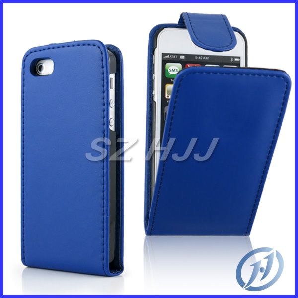 Flip Leather Case For Iphone 4 4S 5 5S Smooth Vertical Snap On Hard Plastic Back Cases Cover