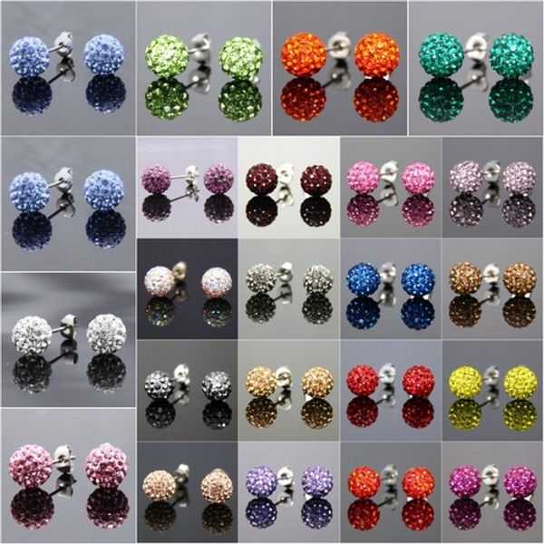 

Genuine Crystal Disco Ball Lady s925 Silver Stud 18K Earring 8/10mm