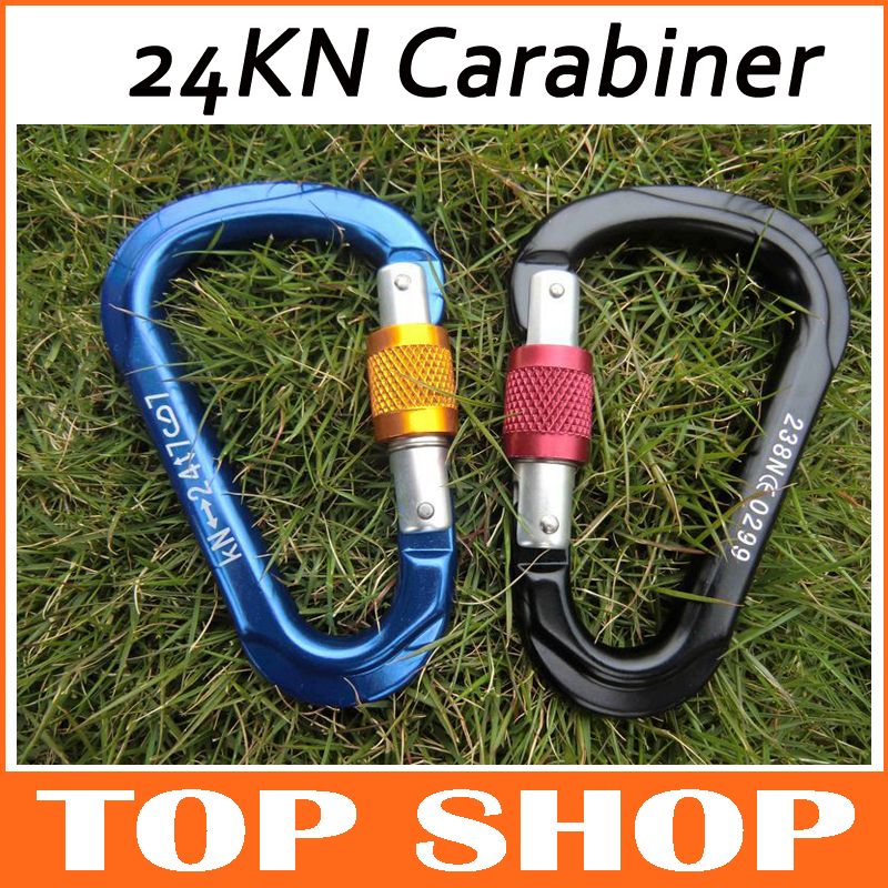D Climbing Carabiner 24KN CE Aluminum Alloy 82g Thread Locking Rock