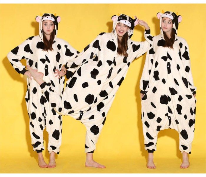 Karikatür Hayvan Inek Yetişkin Onesies Onesie Pijama Yetişkinler Için Kigurumi Tulum Hoodies Pijama Hoşgeldiniz Toptan Sipariş