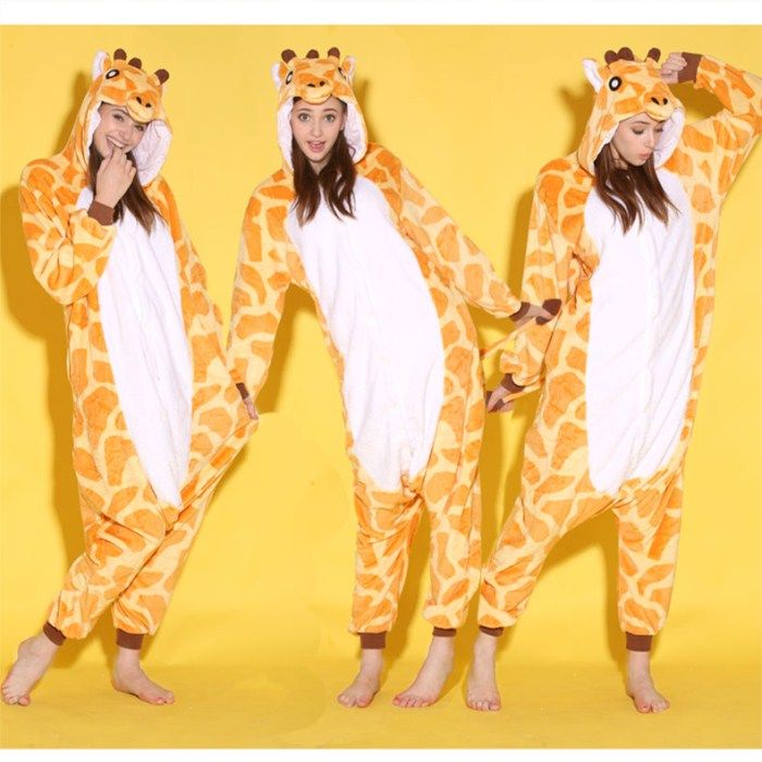 Unisexe Animal de Bande Dessinée Girafe Adulte Onesies Onesie Pyjamas Kigurumi Combinaison Hoodies Vêtements De Nuit Pour Adultes Bienvenue Commande En Gros