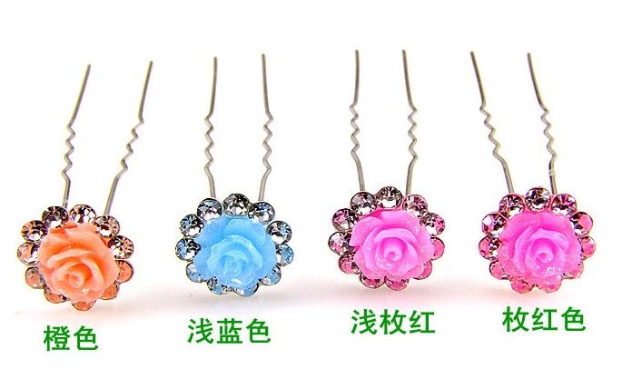 2019 Wholesale Crystal Hair Pins Fashion Rose Flower Hair Pins