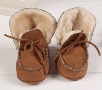 Большая скидка зимняя детская обувь для ходьбы детская первая ходьба кожаные сапоги Детская обувь 100% ручной работы обувь 0-1T,3 цвета для выбора