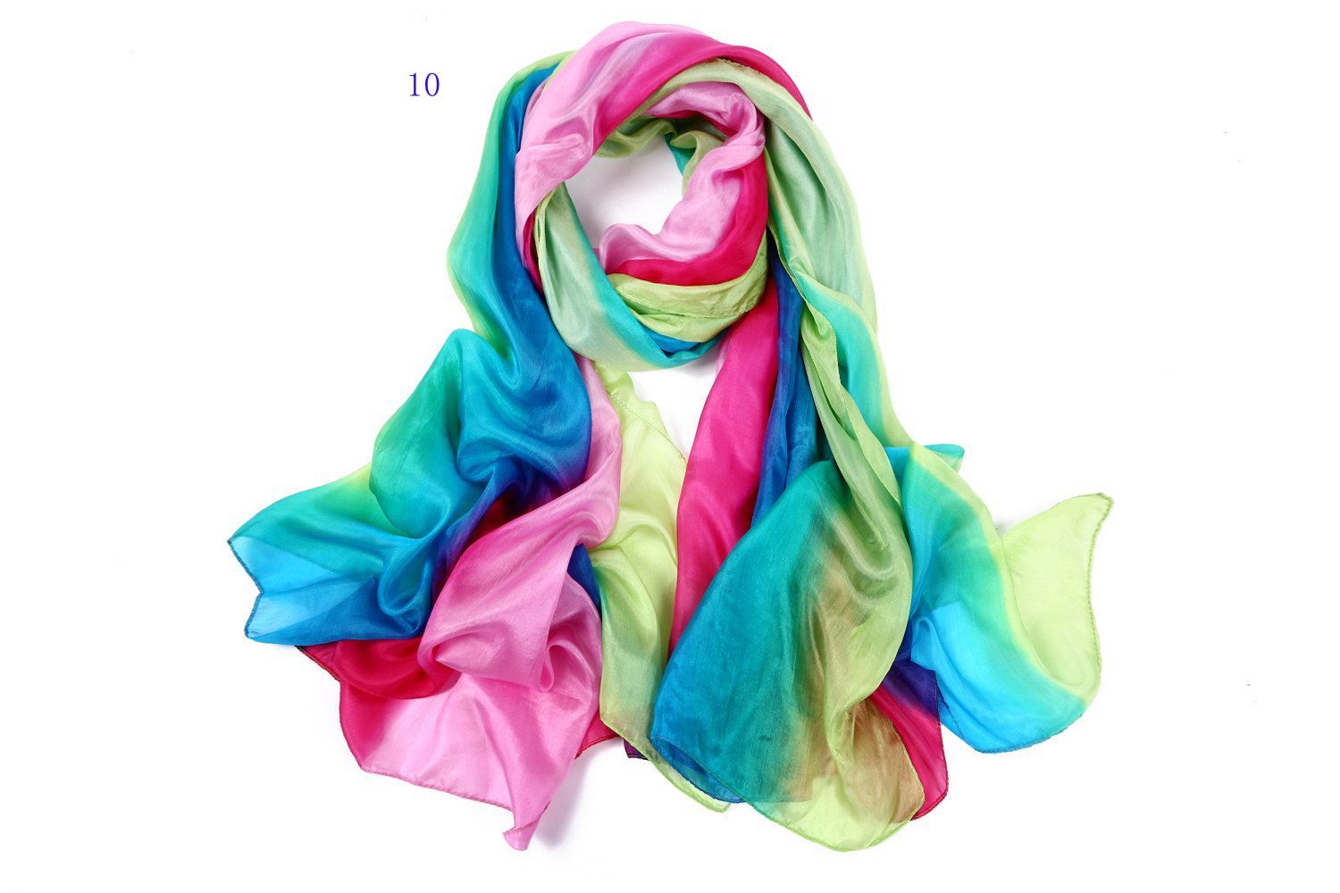 Alle gematchte vrouwen schaduwrijke 100% zijde satijn sarongs hijabs bandanas sjaal wrap sjaal poncho grote 180 * 110 cm gemengde kleur 9 stks / partij # 3350
