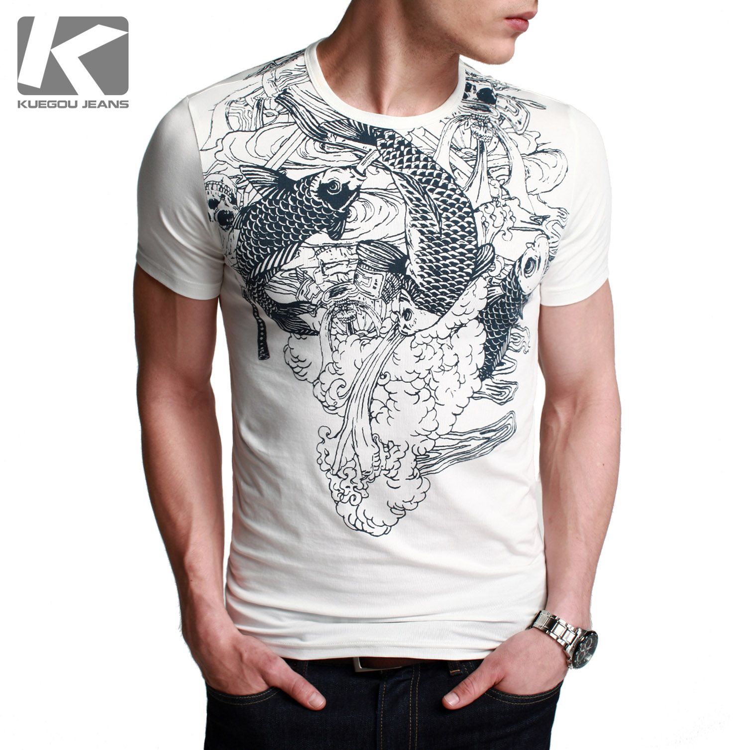 Share Cool Clothes Men's Short Sleeve Tattoos New Big Splash T Shirt ...