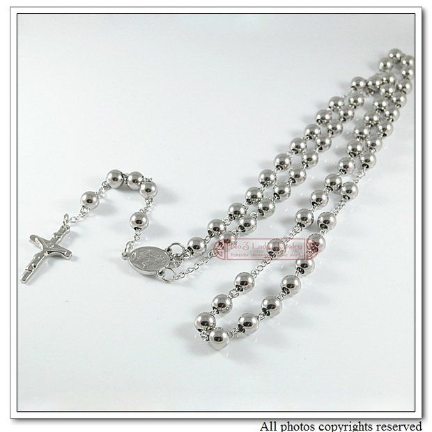 Religious Jewelry Catholic, Fashion Stainless Steel Men Rosary Bead