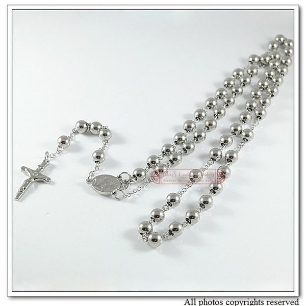 

Religious Jewelry Catholic, Fashion Stainless Steel Men Rosary Bead Necklace, 29" Long, Wholesale Free Shipping WRN03