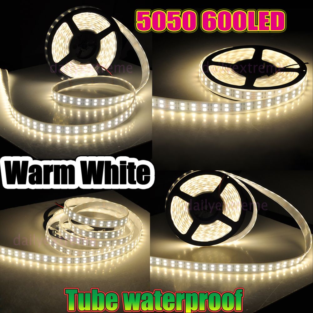 8400 Lumens 600 Leds 5m 5050 Double Row Led Strips Light Waterproof 8400 Lumens 600 Leds 5m 5050 Double Row Led Strips Light Waterproof Warm Pure Cool White 120leds M 144w Dc 12v Best For Outdoor
