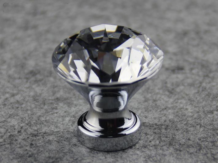 glass and chrome cabinet knobs