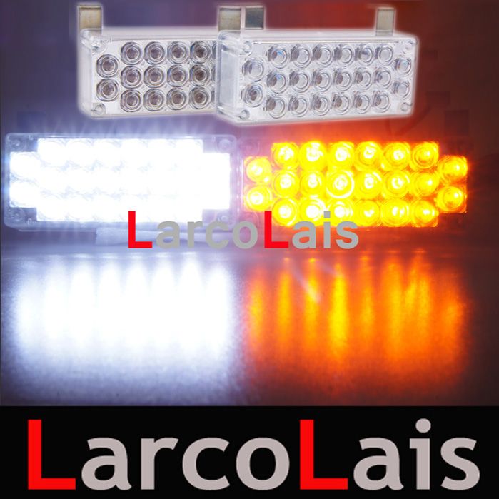 White Amber 2x22 LED Strobe Flash Warning EMS Car Truck Light Flashing Firemen Lights 2 x 22 LLSL