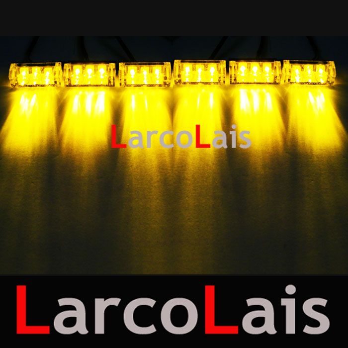 Larclais Blue Amber Red White Green 6x3 LED Fire Flashing Miging Strobe Emergency Lights Zestaw