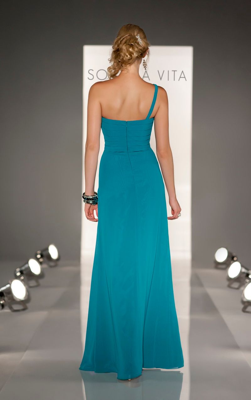 AO2026 Hot Selling Latest Sheath One Shoulder Floor Length Turquoise