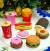 Free EMS DHL 850pcs Creative 3D Hamburgar Chips Coka Cola Cakes Food Erasers 3D Rubber Pencil Eraser Xmas Gift Each One With Opp Bag