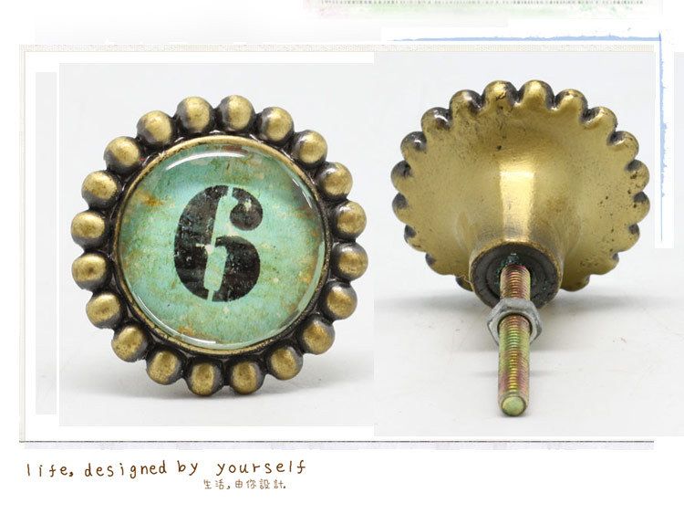 44mm Arabic Numbers Knob / Mosaic Glass Round Knobs From Ems