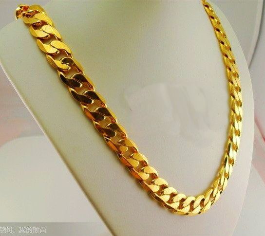 10 ملليمتر * 60 سنتيمتر 24 كيلو مطلية بالذهب الذكور الذهب مطلي قلادة الرجال المجوهرات الغرينية أنيقة خمر سلسلة ذهبية المجوهرات