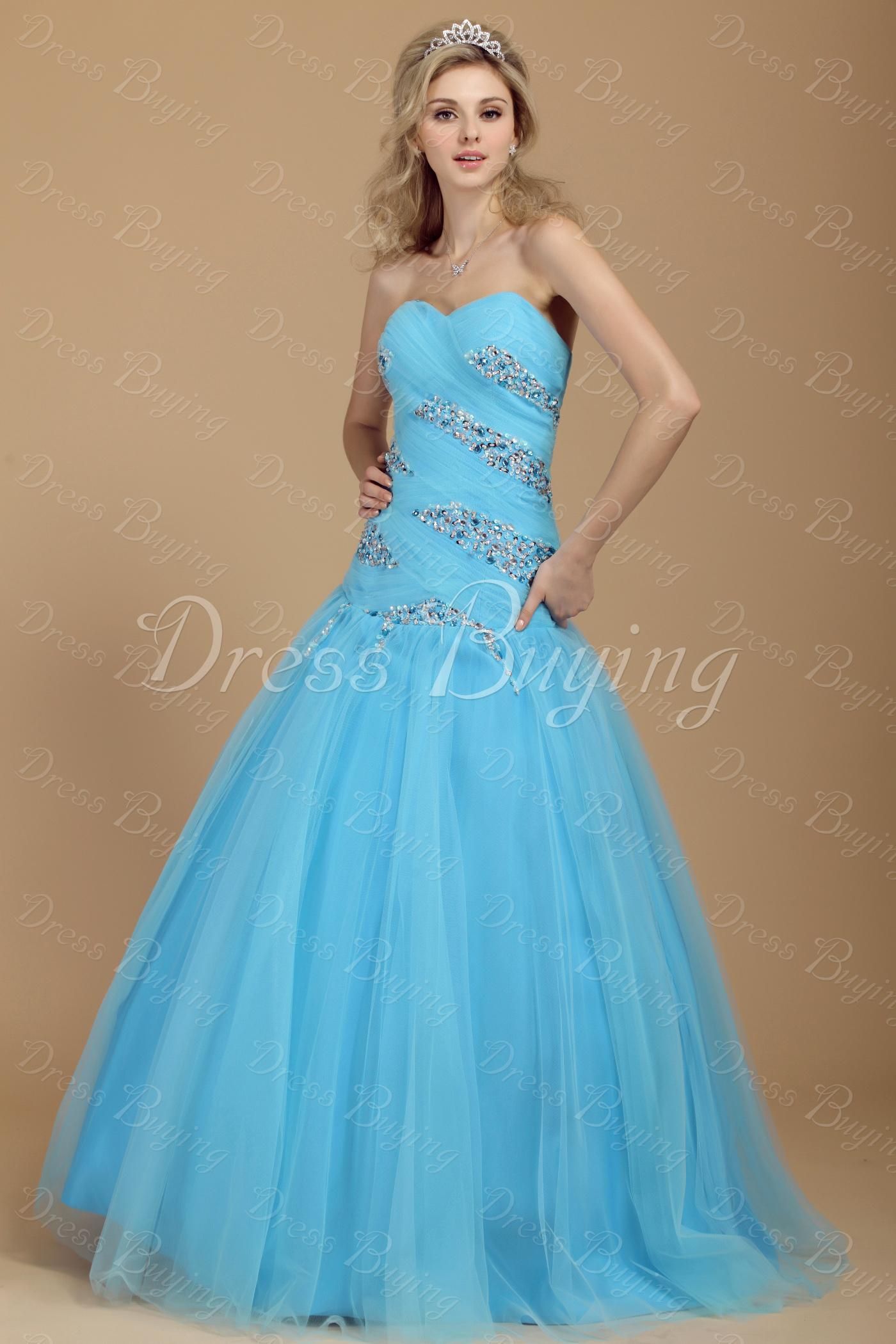sky blue colour ball gown