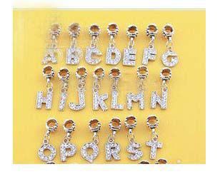 

Letter alphabet Crystal Dangle Ball Big Hole Bead Fit Charm 17x13mm 130Pcs