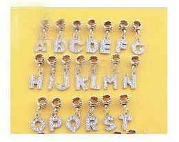 Letter alphabet Crystal Dangle Ball Big Hole Bead Fit Charm 17x13mm 130Pcs