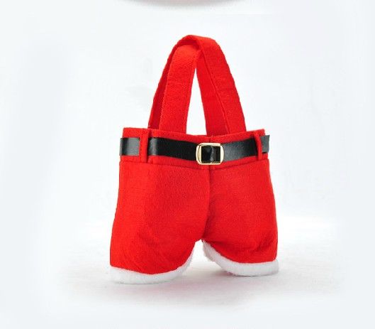 Nya Santa Pants Bag Elf Style Christmas Creative Decorations Favors Candy Box Wedding Xmas New Year Presentväskor Santa Rems Shorts 4187144