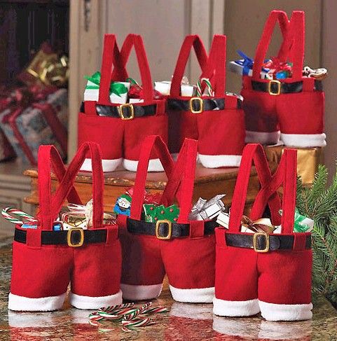 New Santa Pants Bag Elf Style Christmas Creative Decorations Favors Candy Box Wedding Xmas New Year Gift Bags Santa Straps Shorts 9347818